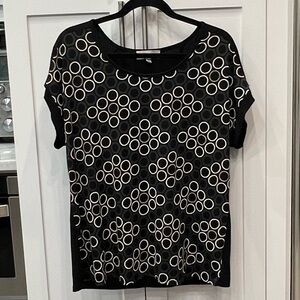 LIZ MCCOY Women’s Geometric Circle Pattern Shirt Sleeve Top Sz XL